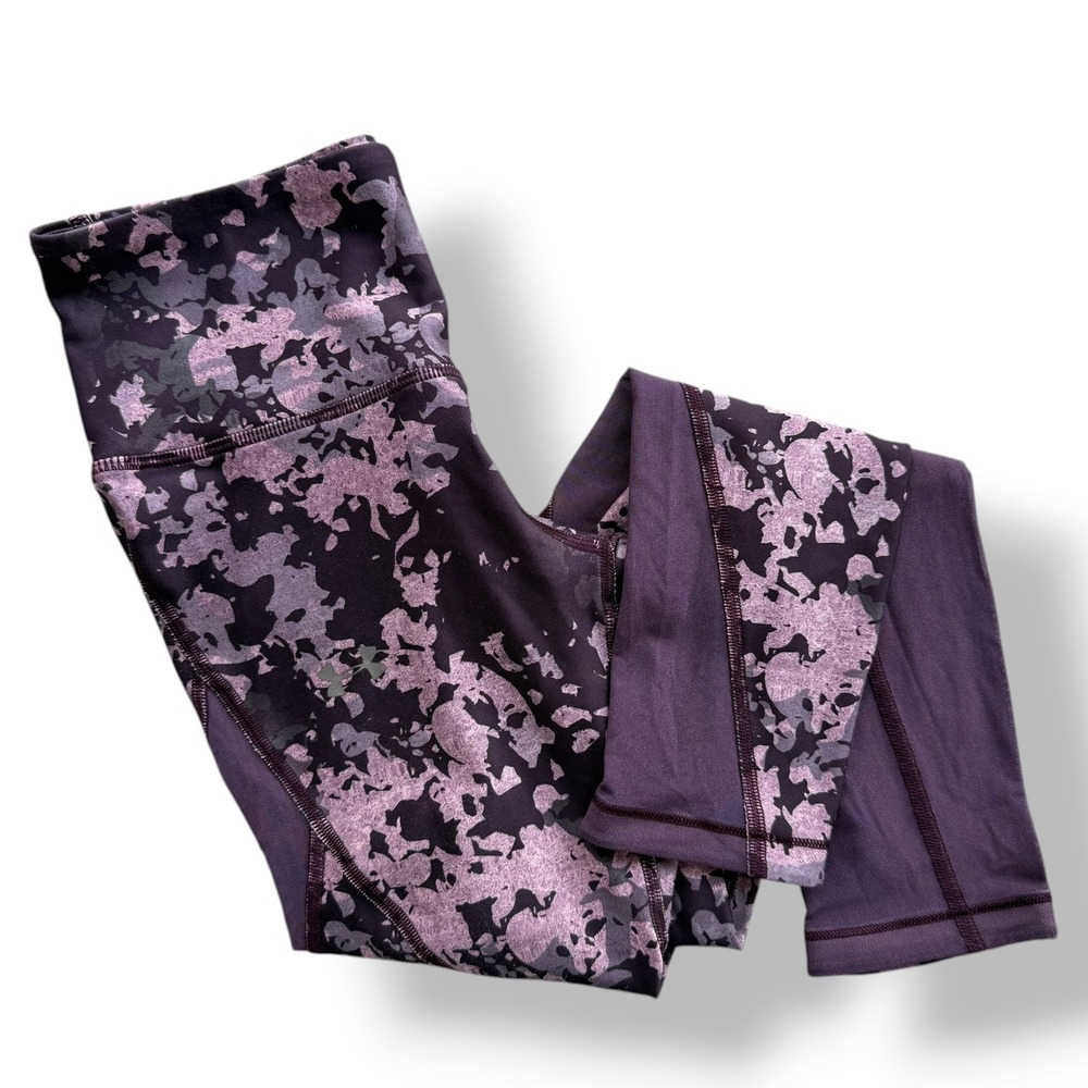 Under Armour HeatGear XS Purple Pink Floral Mesh In's Compression Legging Sporty